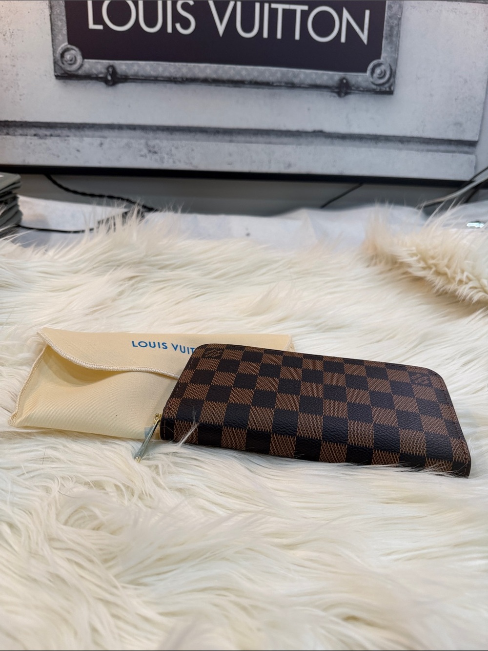 Brown‎ Damier Zip Around Wallet